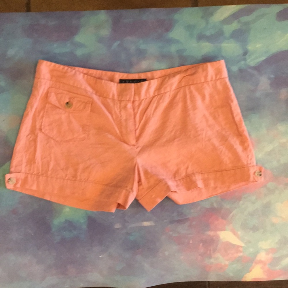 Theory peach pink linen shorts size 8 EUC